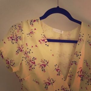 Yellow wrap dress great for spring